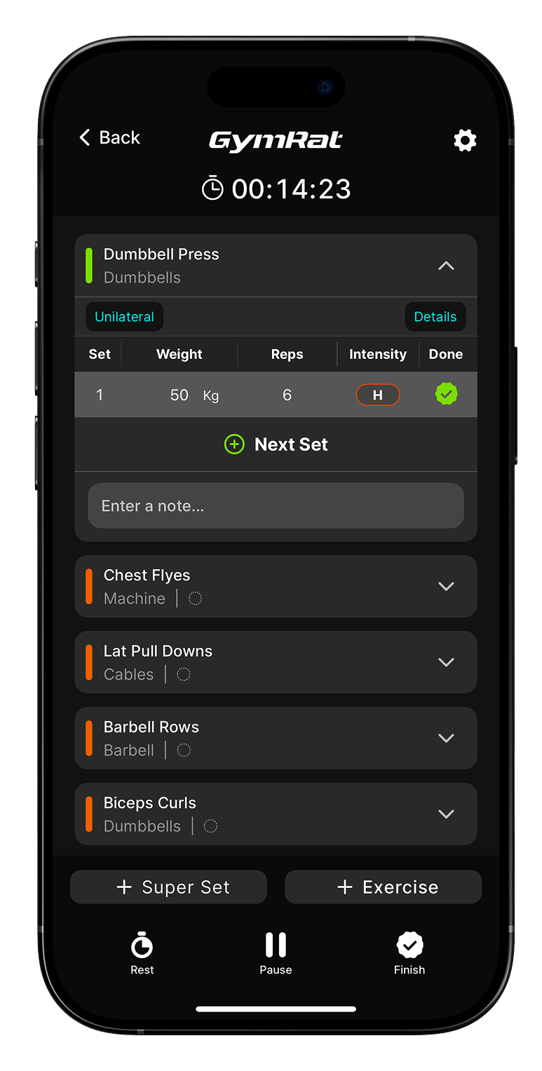 GymRat app on phone