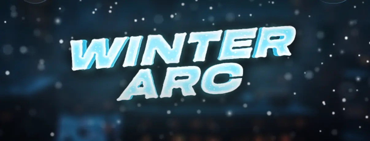 Winter Arc program artwork: frosted lettering over a snowy night city